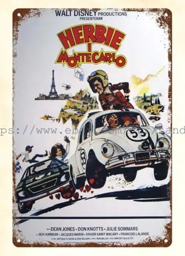 1977 Herbie 1 Monte Carlo movie poster motor race metal tin sign decor art wall