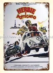 Póster de la película Herbie 1 Monte Carlo, cartel de metal de carrera de motor, decoración artística de pared, 1977