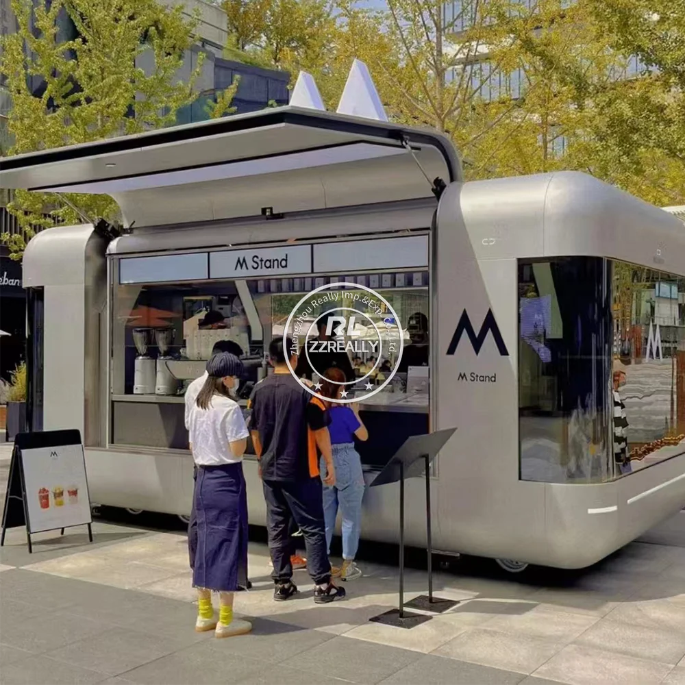 شاحنة طعام متعددة الوظائف مجهزة بالكامل في المطاعم Airstream Street Snack Pizza Kiosk Concession Food Trailer