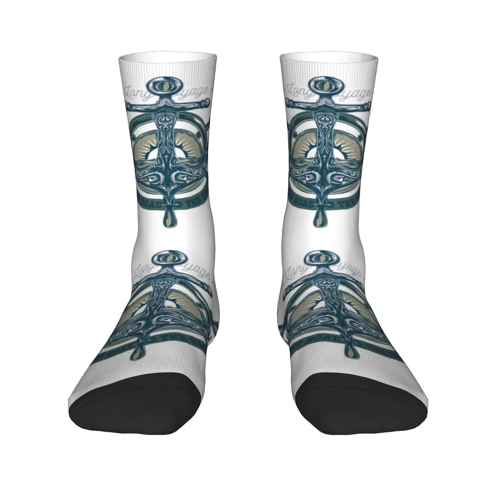 

NAUTICAL ANCHOR Greeting Dress Socks for Men Women Warm Fashion Nautical Sailor Crew Socks