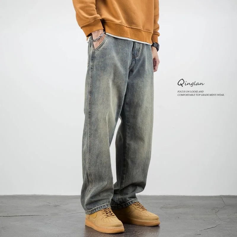 Pantalones vaqueros Retro de pierna recta para hombre, pantalón holgado informal y cómodo de alta calidad, talla grande 36, nueva tendencia de moda, primavera y otoño, 2023