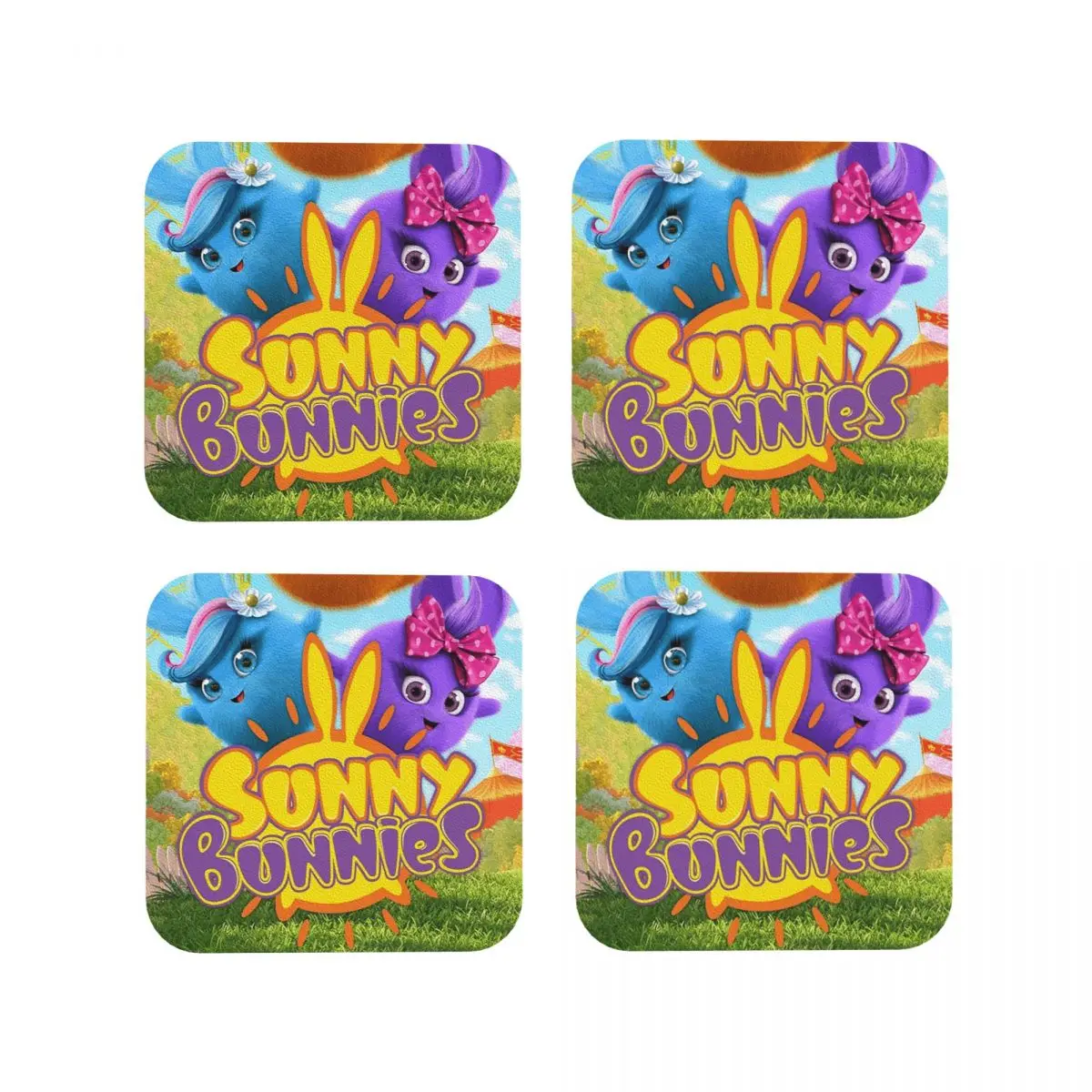 صني الأرانب أنيمي الكرتون الوقايات المفارش الجلدية عدم الانزلاق العزل القهوة الحصير للمنزل المطبخ الطعام منصات مجموعة من 4