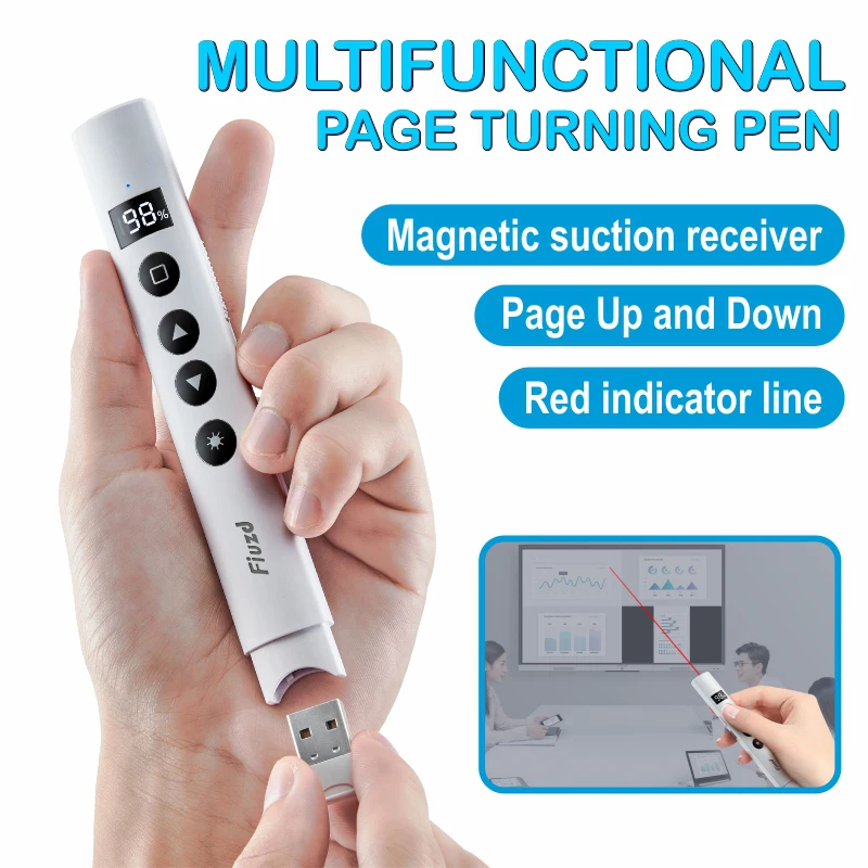 Powerpoint Pen Wireless Presentation Clicker Type-C Rechagable Remote Control Pen for Office Teaching Projector PPT Presenter