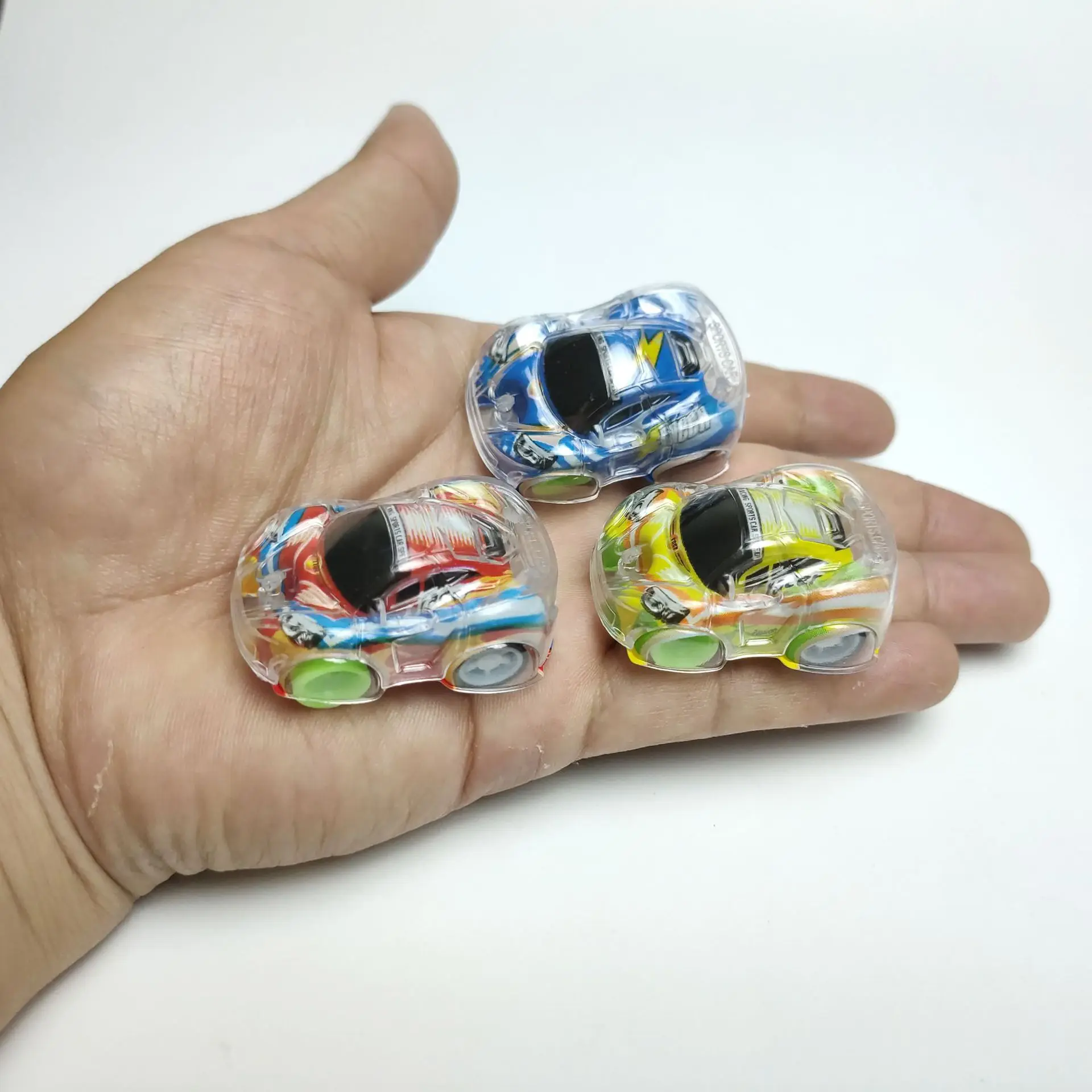 10Pcs Kids Pull Back Car Toys Mini Cartoon Transparent Graffiti Racing Car Kindergarten Gift Twisted Egg Toys Inertial Vehicle