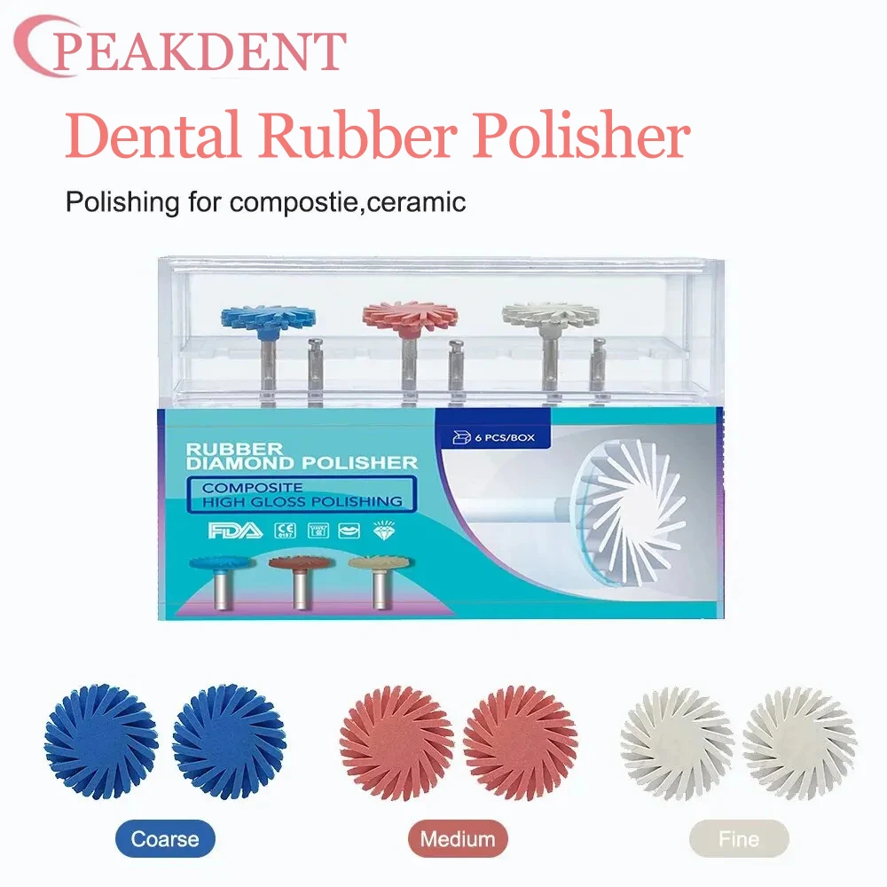 

6 шт./кор., полировальный диск из композитной смолы, резиновый полировщик, колесо 14 мм, 3 цвета, спиральная гибкая щетка, стоматологический инструмент