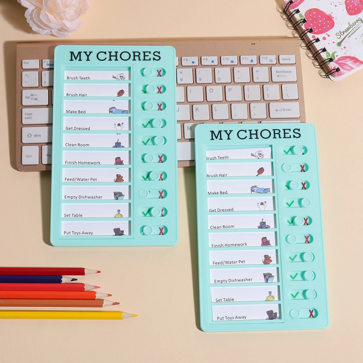 1 قطعة لوحة تسجيل الدخول للتخطيط الذاتي المنزلق الرائع ، تخطيط المهام للأطفال ، تشكيل الهبيت ، لوحة تسجيل قابلة للتركيب على الحائط