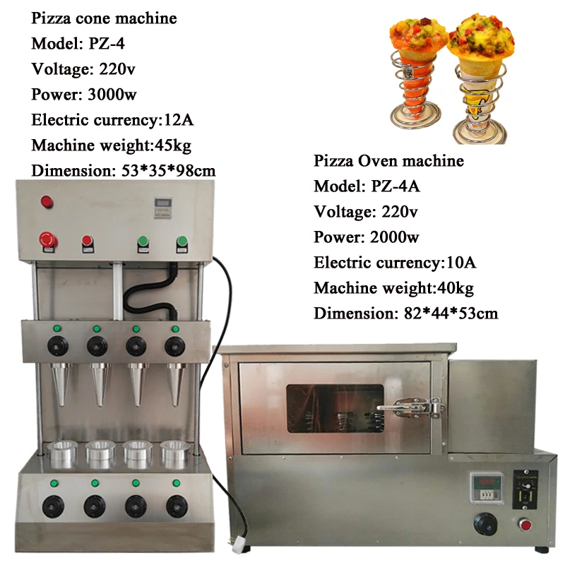 Four Heads Pizza Cone Machine For Sale Complete Pizza Making Equipment With Pizza Oven With Display Case