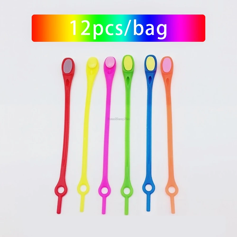 12-pack Laceless siliconen elastische veters rubberen veters volwassen kinderen luie kant gratis veters one size veelzijdig past op de meeste schoenen - afbeelding 1