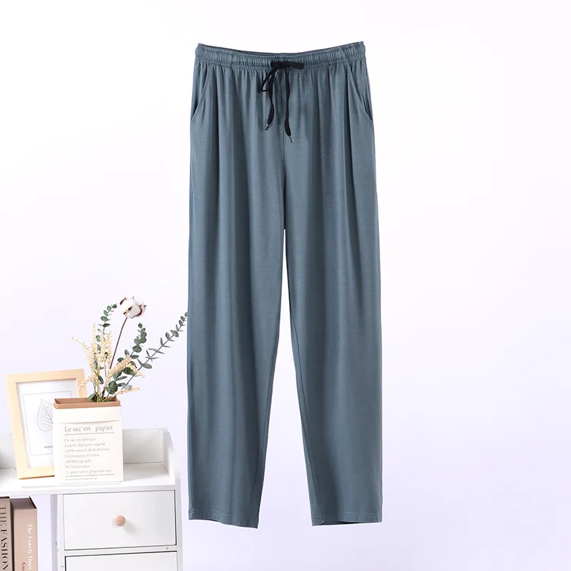 Modal Fabric Men Pajama Pants Home Trousers Plus Large Size Solid Color Leisure Loose Sweatpants Elastic Waist Sleeping Pants