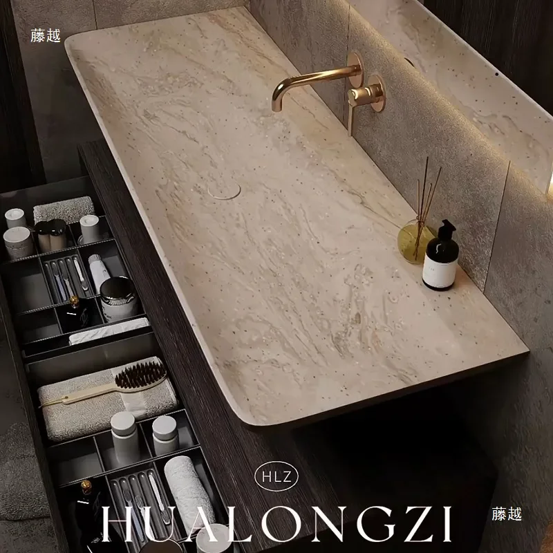 for Natural Luxury Stone Integrated Bathroom Cabinet Combination Washbasin Art Basin Under Counter Sink for Toilet