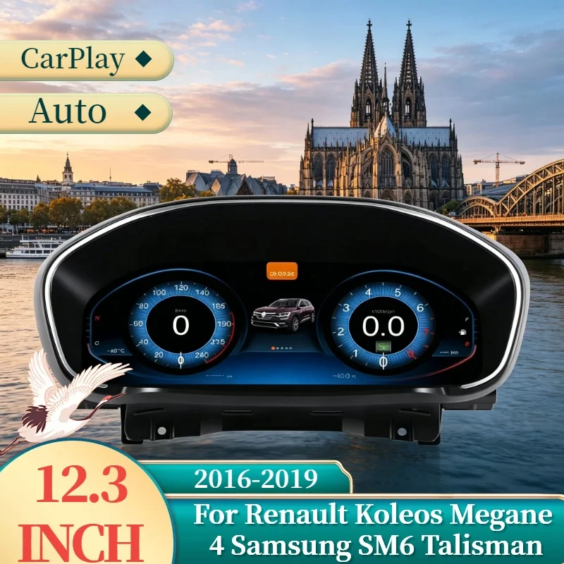 

CarPlay Auto 12.3" For Renault Koleos Megane 4 Samsung SM6 Talisman 2016-2019 Digital Instrument Cluster Screen Dashboard meter