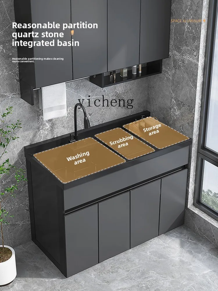 

TWR Balcony Laundry Cabinet with Washboard Integrated Cabinet Outdoor Storage Cabinet
