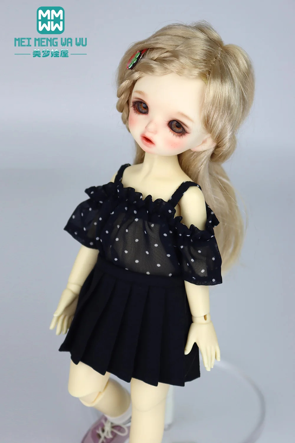 BJD YOSD MYOU 人形服は 28-30 センチメートル 1/6 ファッショナブルな水玉模様のシャツ、プリーツスカートに適合します