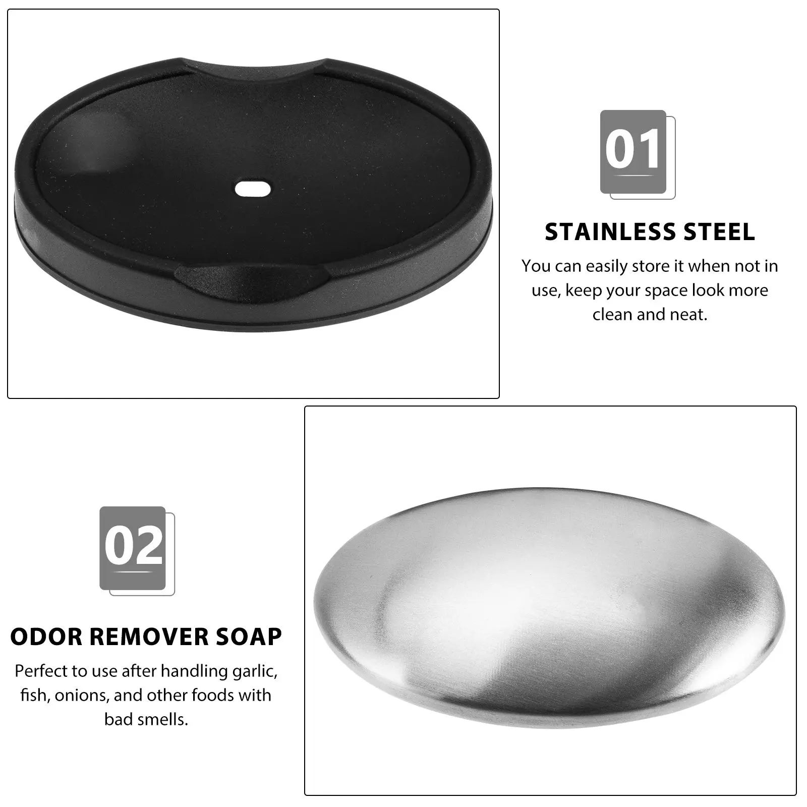 

2 шт. мыла из нержавеющей стали для удаления запахов, очиститель для кухни, устраняет запахи чеснока, рыбы, лука, мыло из нержавеющей стали
