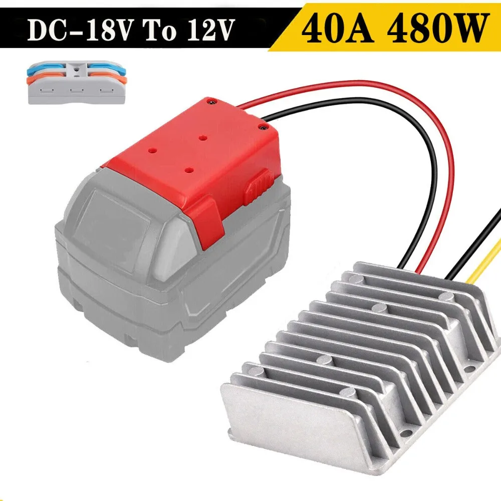 Adaptador Step Down para Bateria Milwaukee Regulador de Tensão Faça Você Mesmo Roda de Alimentação Buck Boost dc 18v a 12v 40a 480w