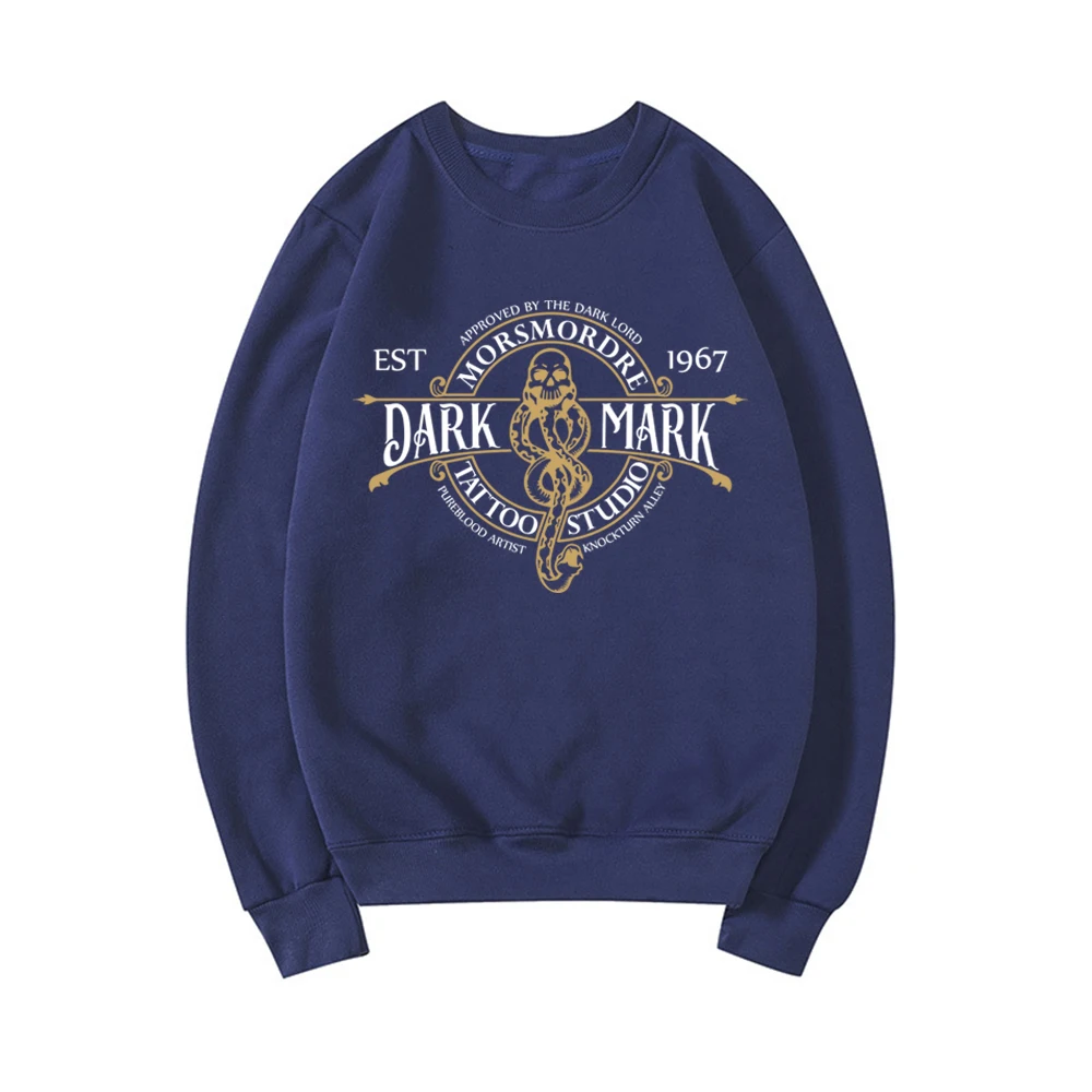 Dark Mark Tattoo Studio Wizard Sweatshirt Malfoy Hoodie Bookish Merch Women Long Sleeve Sweatshirt Book Reading Magic Pullover