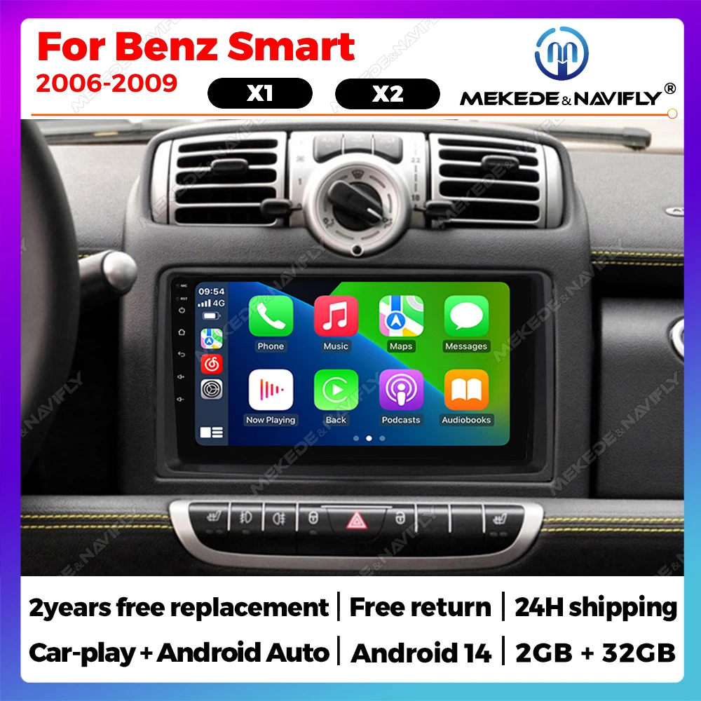 Android 14 autoradio For Mercedes Benz Smart 2005 - 2010 wireless CarPlay Android Auto auto