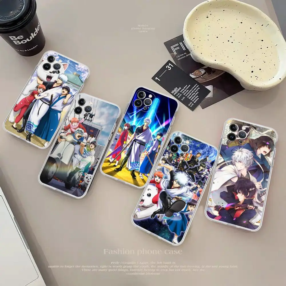 Gintama funda de teléfono de Anime para iPhone, 15, 14, 13, 12 Mini, 11 Pro, XS, Max, X, XR, SE, 6, 7, 8 Plus, funda de silicona suave