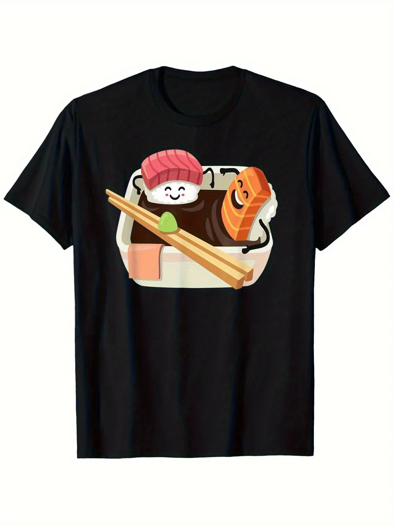 Camiseta con gráfico de rollo de Sushi japonés para mujer, estampado divertido, informal, comodidad diaria, ropa estética de moda, personalidad de verano Y2K
