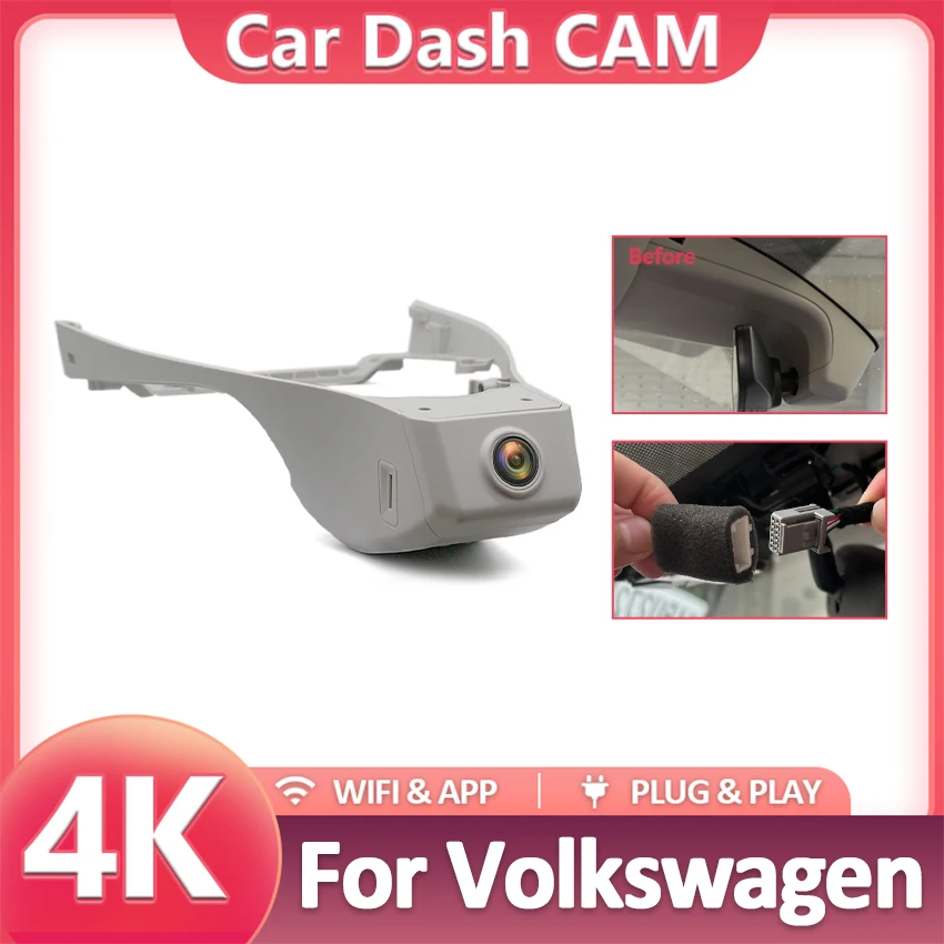4K Wifi 3840*2160 Car DVR Dash Cam Camera Video Monitor for Volkswagen ID.7 ID7 2023 2024 2025, Dashcam for VW ID.7 Pro