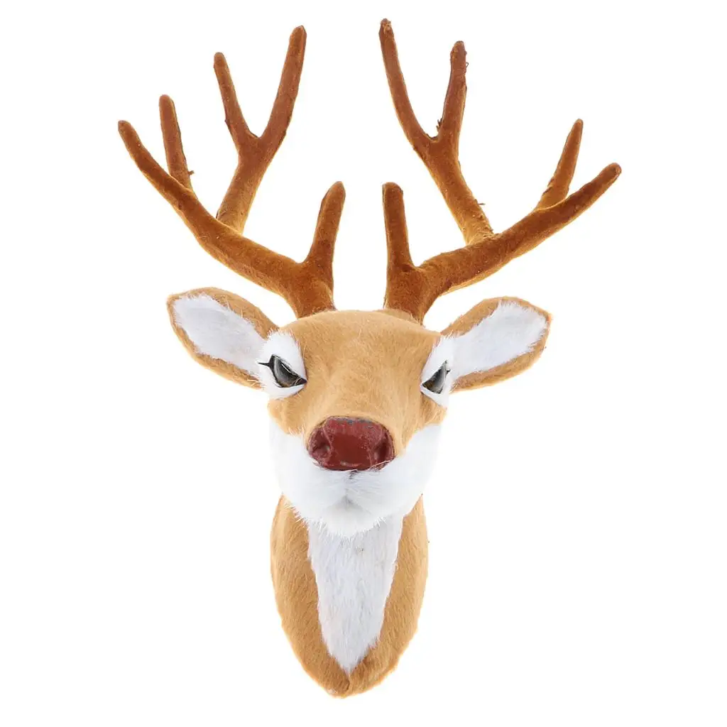 Stuffed Deer Head Model Toy, Animal Wall Hanging Decor, Home Ornament Gift