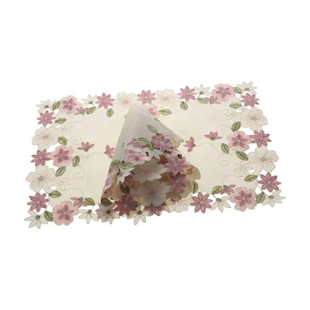 

Прямоугольный для обеденного стола с цветочным узором, атласная ткань, вышивка, ремесленная подставка для столовых приборов, салфетка, подставка для чашки