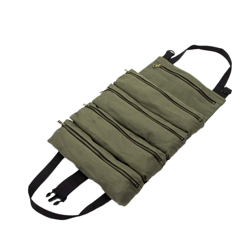 Roll Up Tool Bag Multi-Purpose Tool Pouch Wrench Organizer Small Shoulder Tool Bag Hanging Zipper Carrier Tote