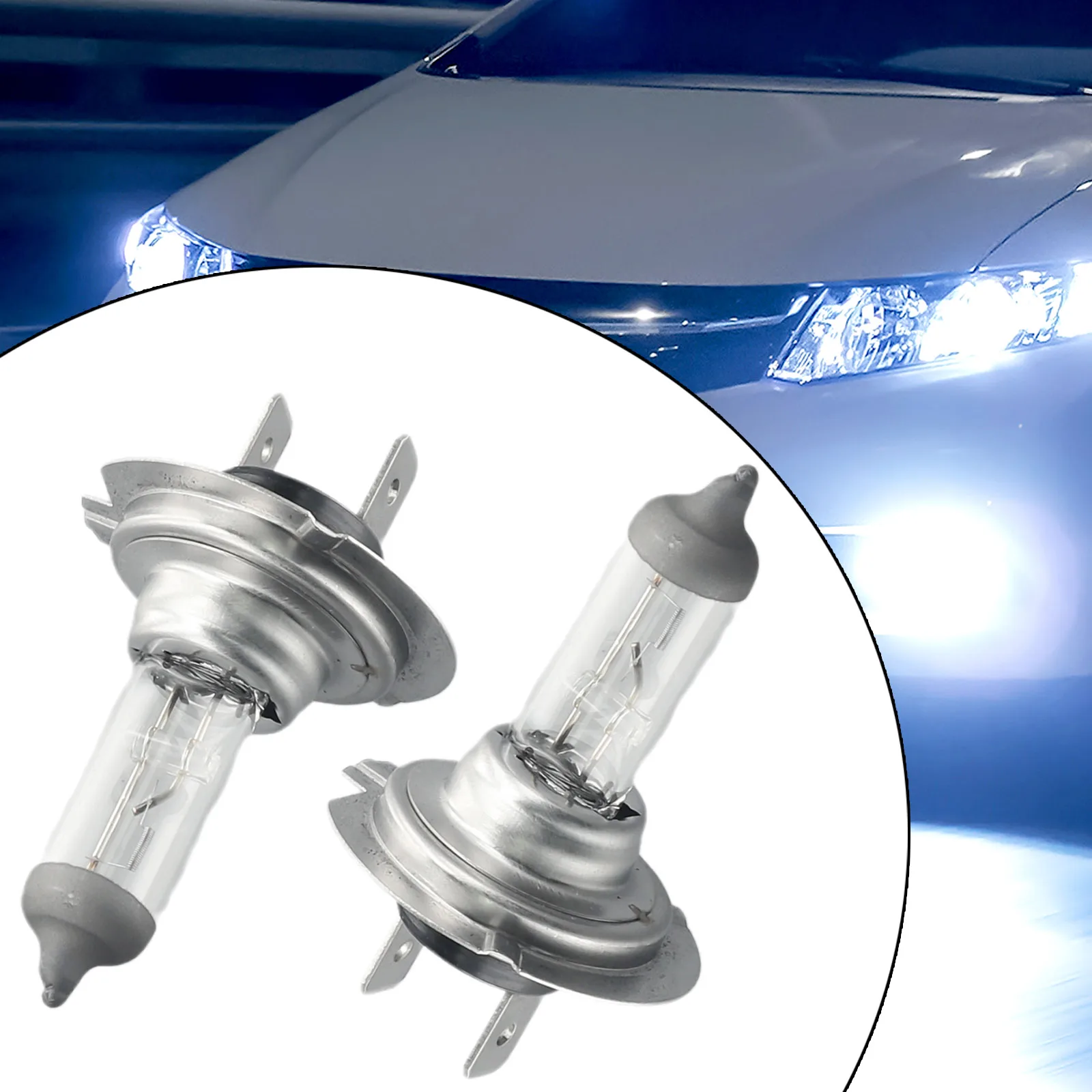 2Pcs/Set Car Halogen Bulb 12V Car H7 Xenon Headlight 55W 6000K Halogen White Light Lamp Bulbs For Cars With 12V Battery Voltage
