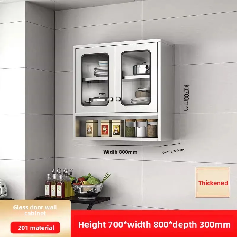 

Easy Mount 304 Stainless Steel Overhead Cabinet Kitchen Corrosion Resistant Bathroom Wall Locker Multifunctional Balcony Storage