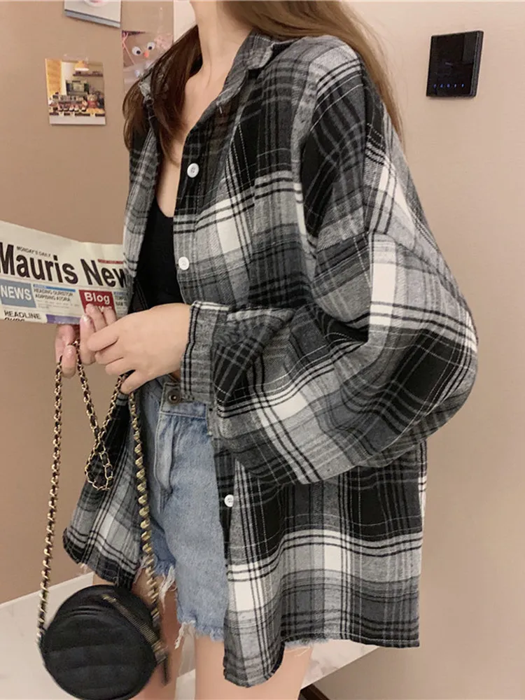 

Модная женская рубашка-пальто в клетку с длинным рукавом, защита от солнца, весна 2026, универсальная верхняя одежда, дышащая, приятная к коже