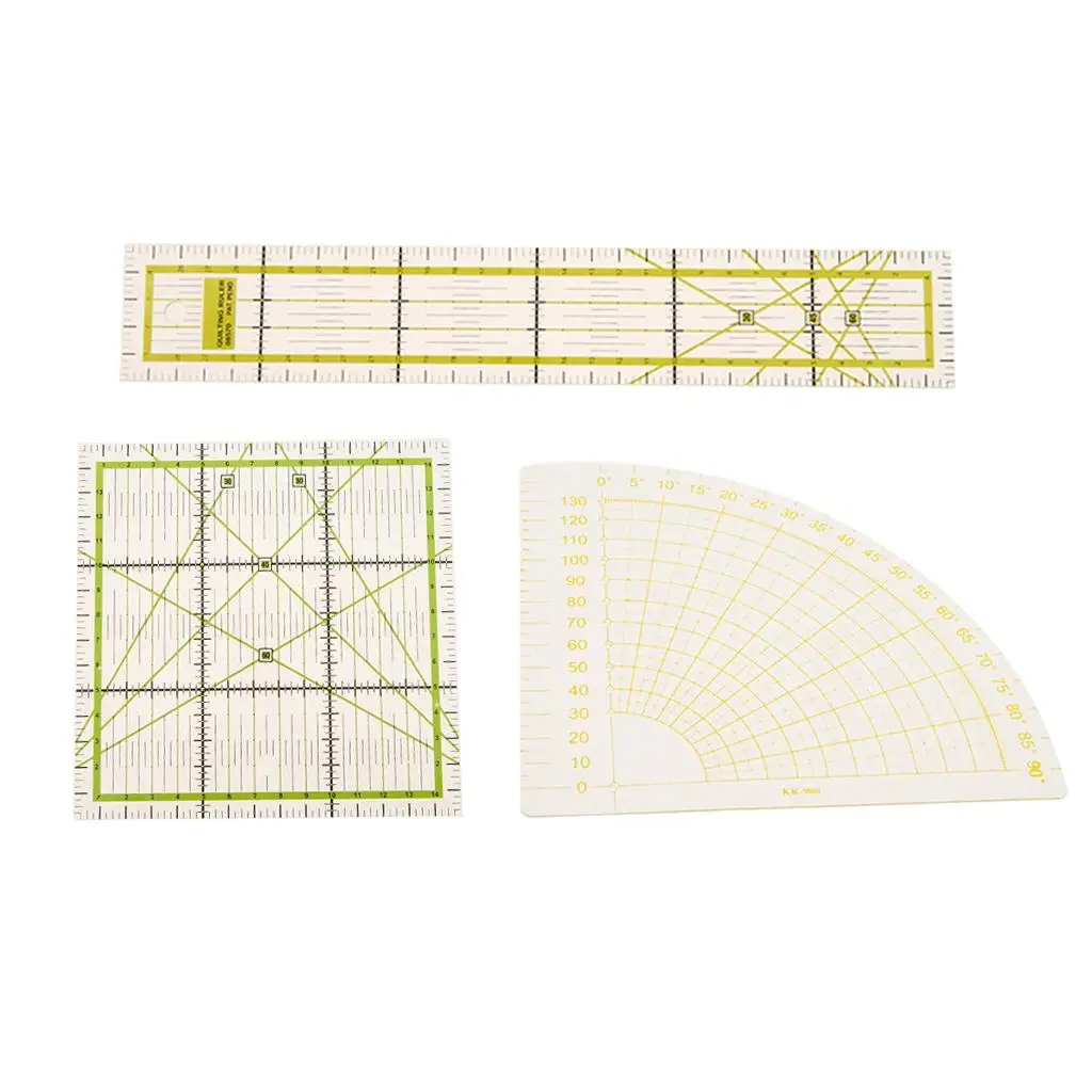 3-teiliges rechteckiges quadratisches Sektor-Quilt-Quilt-Lineal für Patchwork, DIY-Nählineal