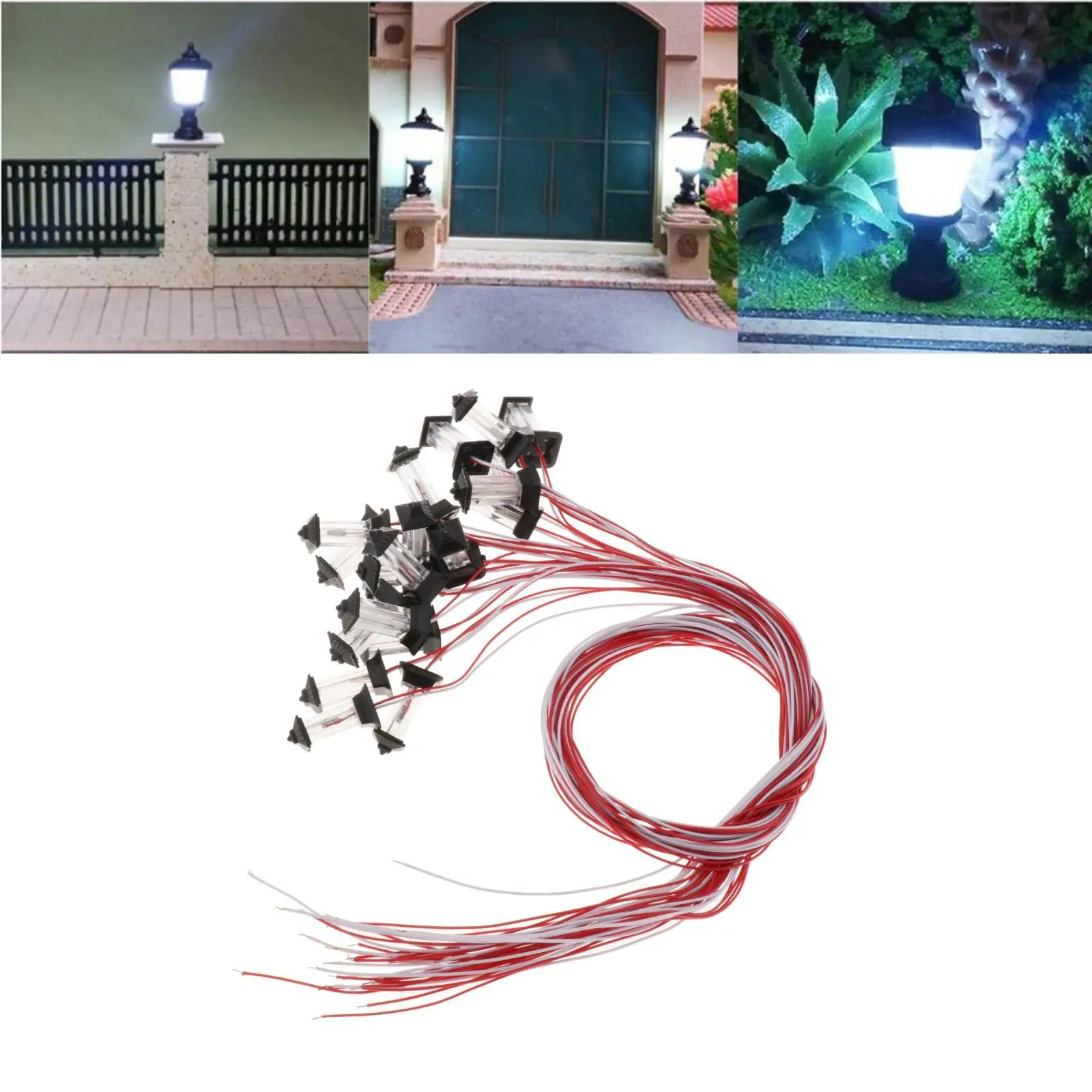 

20x 1:100-1:150 Garden Lamp Model Railway Street Lights White Miniature