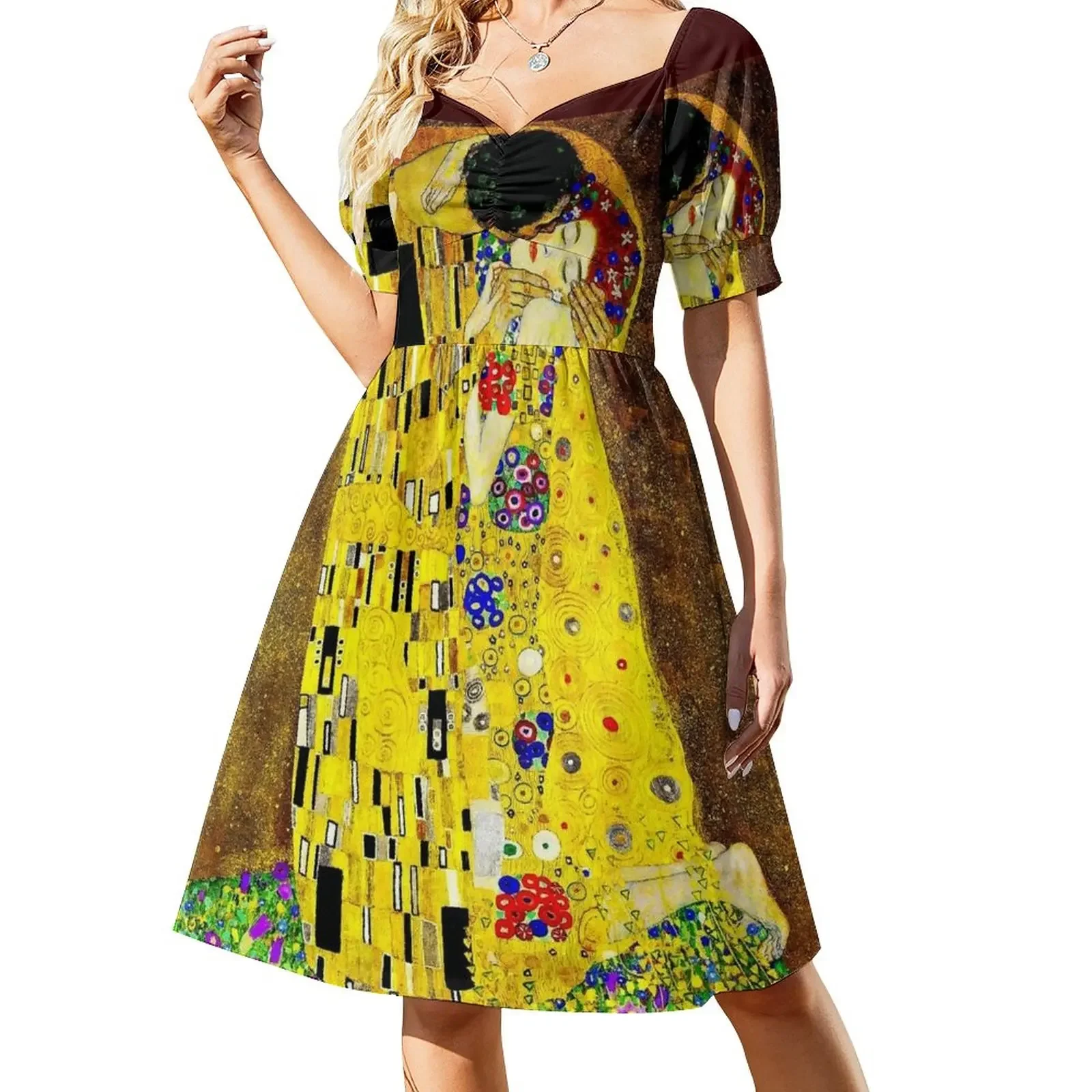 

THE KISS 1917 : Gustav Klimt High Definition Print Short-Sleeved Dress women's luxury party dress Clothing