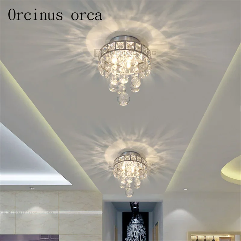 Led luxury crystal lamp circular ceiling hall lamp porch corridor lamp Postage free