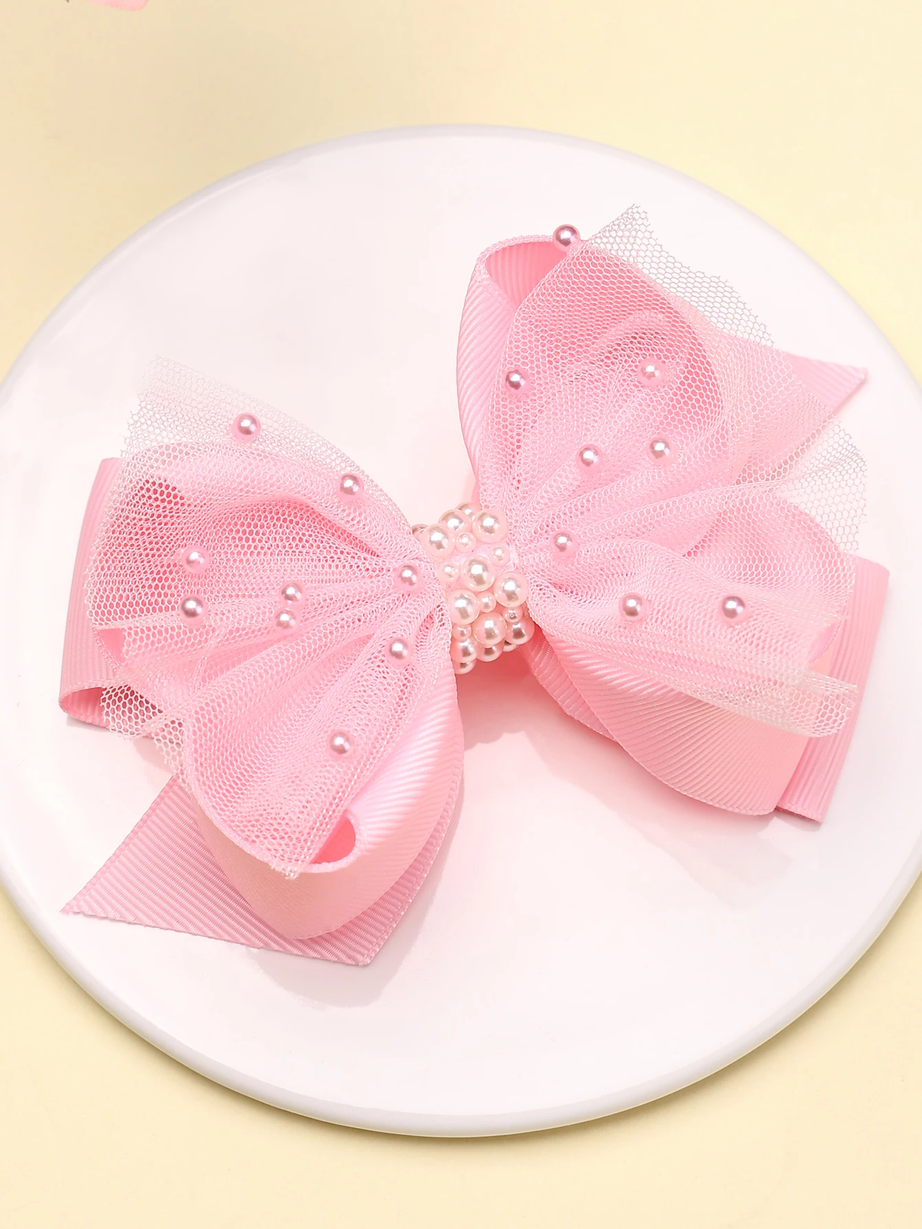 New Pearl Bow Hair Clips For Girls Solid Ribbon Flower Hairpins Children Boutique Barrettes Headwear Hair Accessories Gift