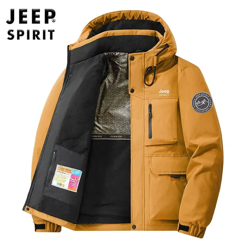 Jeep Casual 2026 Herrenjacke, Baumwollmantel, Herbst und Winter, mit Kapuze, Outdoor-Arbeitskleidung, warmer Mantel