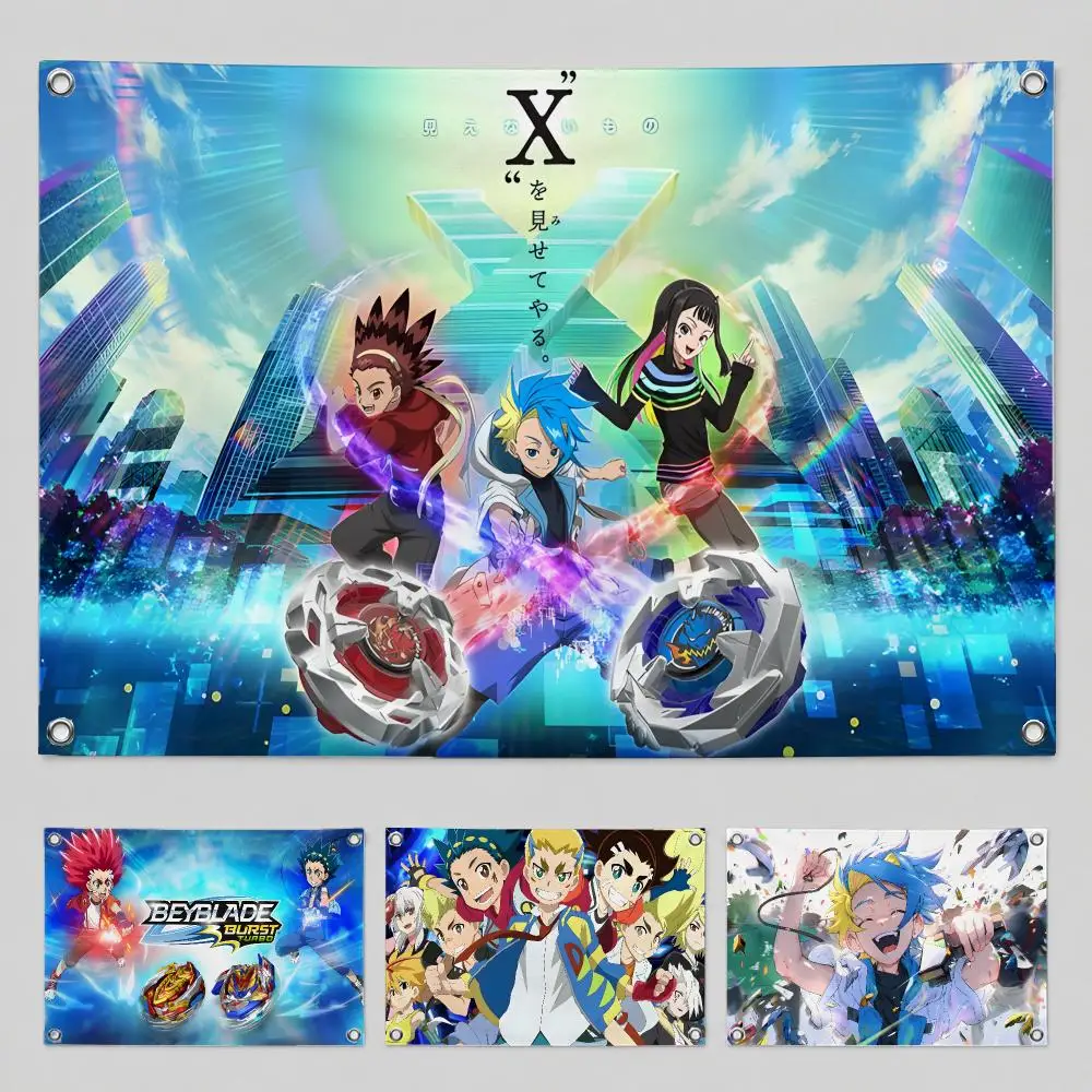 B-Beyblade Burst Flags Flags Minimalist Fabric Flag Fade-Resistant Outdoor Garden Banner Hanging Sign for Shop Home Decor
