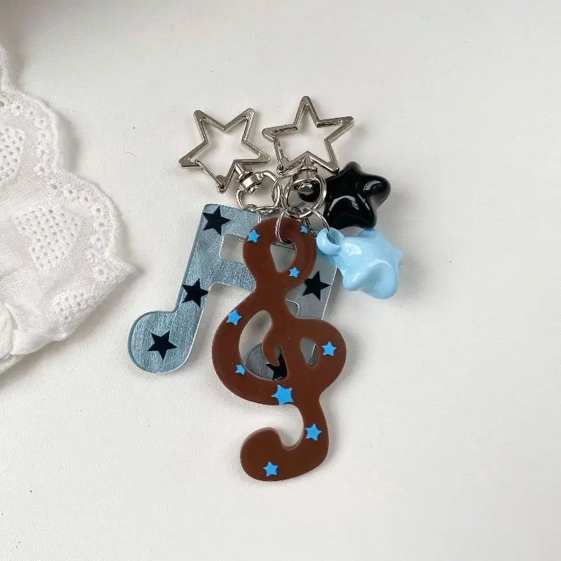 Niedlicher Musiknoten-Stern Acryl-Schlüsselanhänger im INS-Stil, Kreativer Pentagramm-Musiknoten-Taschenanhänger, Schlüsselring, Rucksack-Dekoration, Geschenk – Detail 6