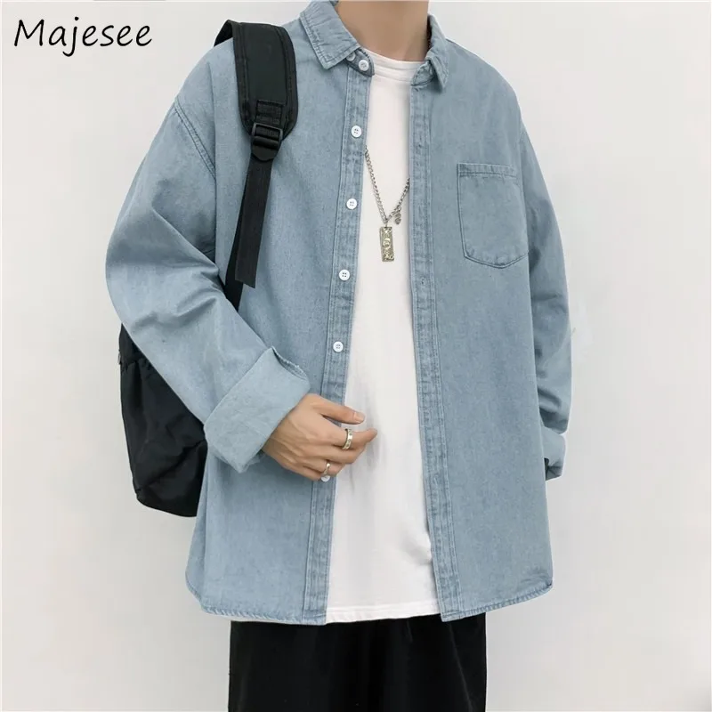 

Denim Jackets Men Casual Loose Simple Harajuku Coats All-match Streetwear Couples BF Korean Fashion Teens Gentle Casaco Chic