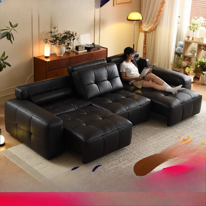 

Italian minimalist, wall leather multi-functional intelligent electric sofa