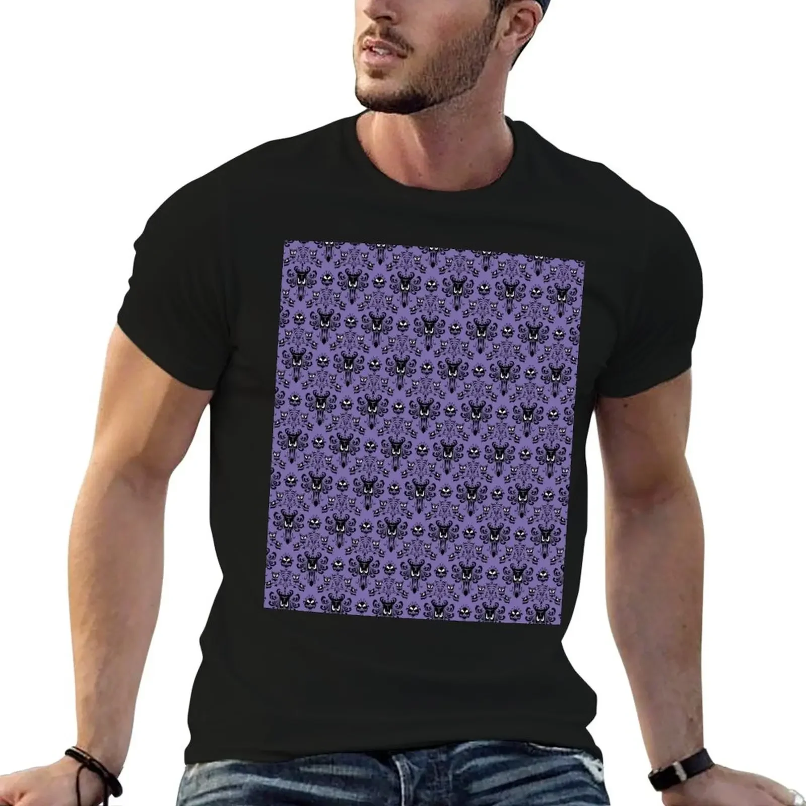 Haunted Mansion Wallpaper (Tile) T-Shirt hippie clothes customs mens graphic t-shirts big and tall