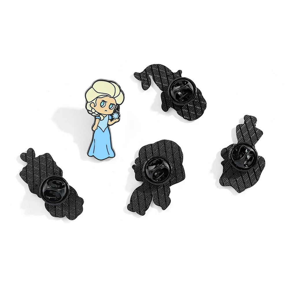 Cute Disney Princess Lapel Pins for Backpack Kawaii Snow White Elsa Ariel Brooches Girl Dress Badges Jewelry Cartoon Pins