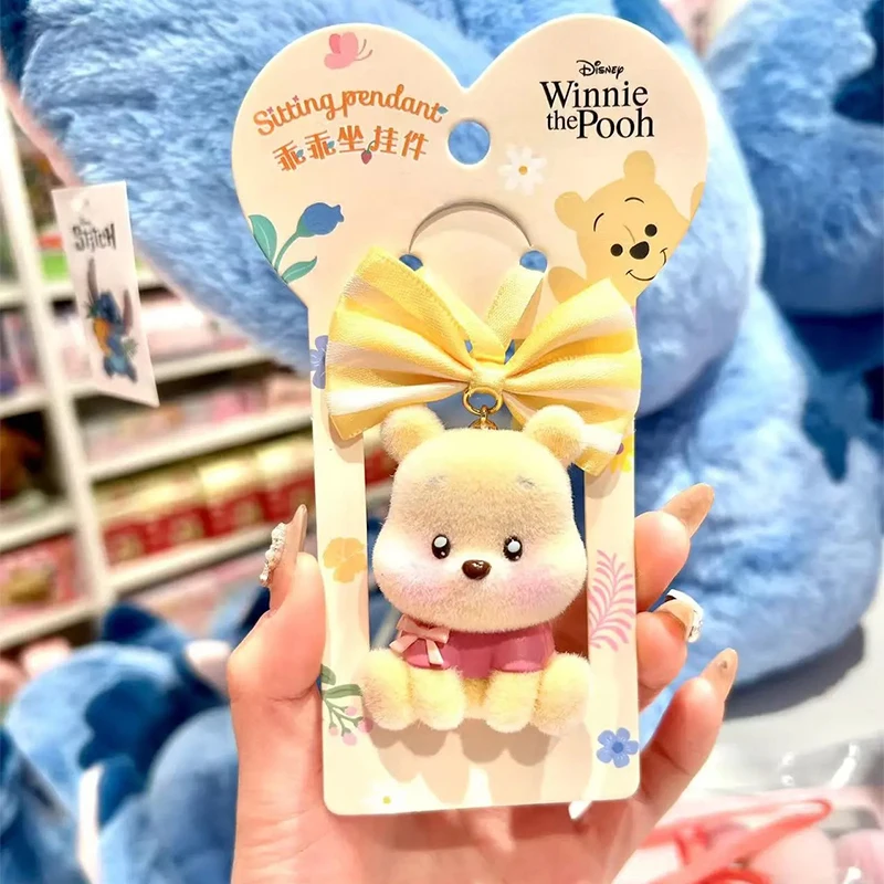 سلسلة مفاتيح ويني ذا بوه ديزني إيور كارتون خنزير صغير يتدفقون على ظهره ملحق تزيين دمية لعبة فتاة كاواي هدية