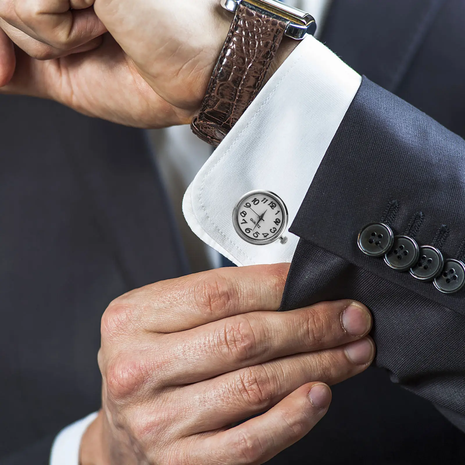 2Pcs Mechanical Cufflinks Simple Creative Watch Sleeve Decoration Shirt Button Men Business Formal Wedding Accessory