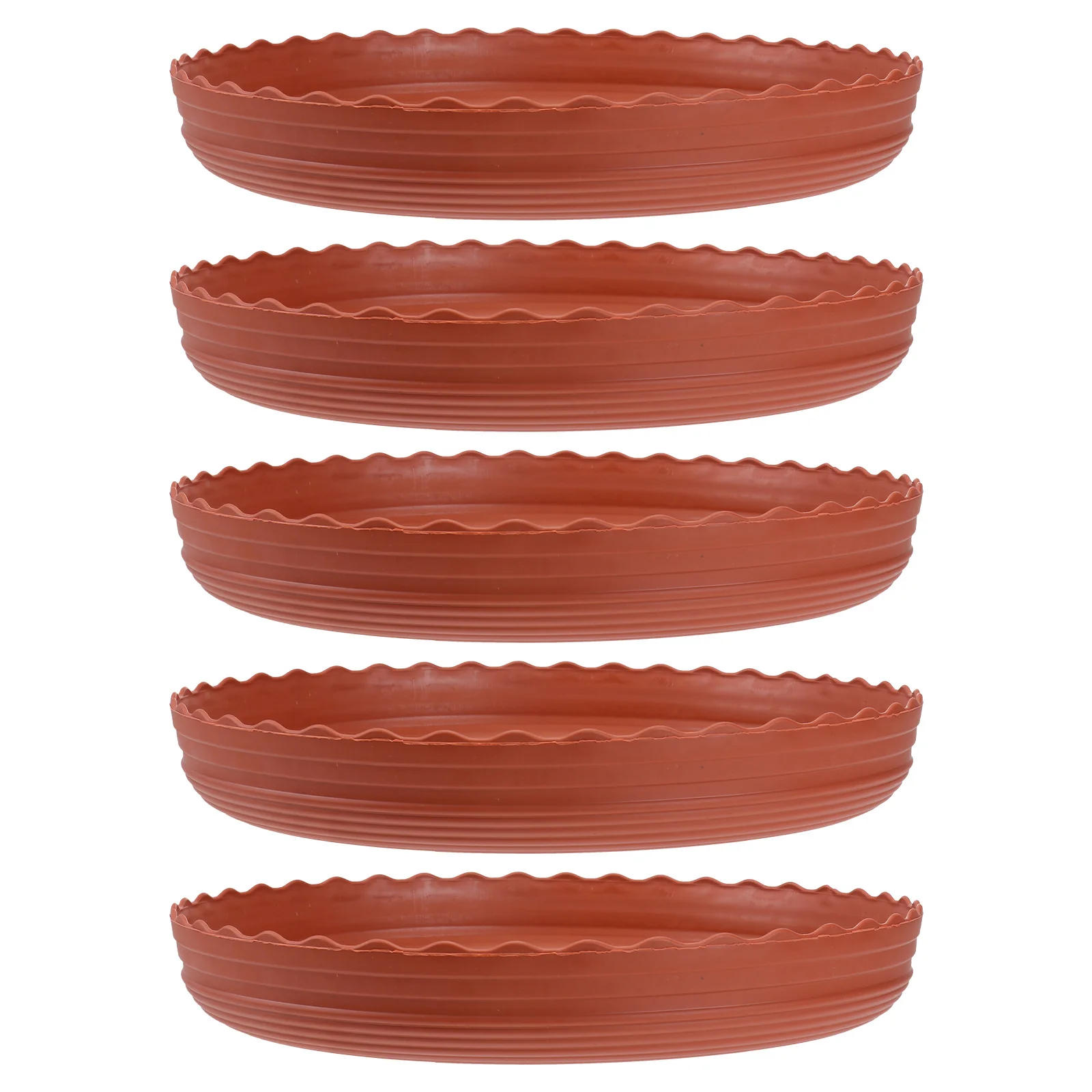 

5pcs Round Plant Tray Resin Flat Bottom Drip Catcher For Small Pots Succulents Bonsai 2 3 Gallon Chocolate Color Base