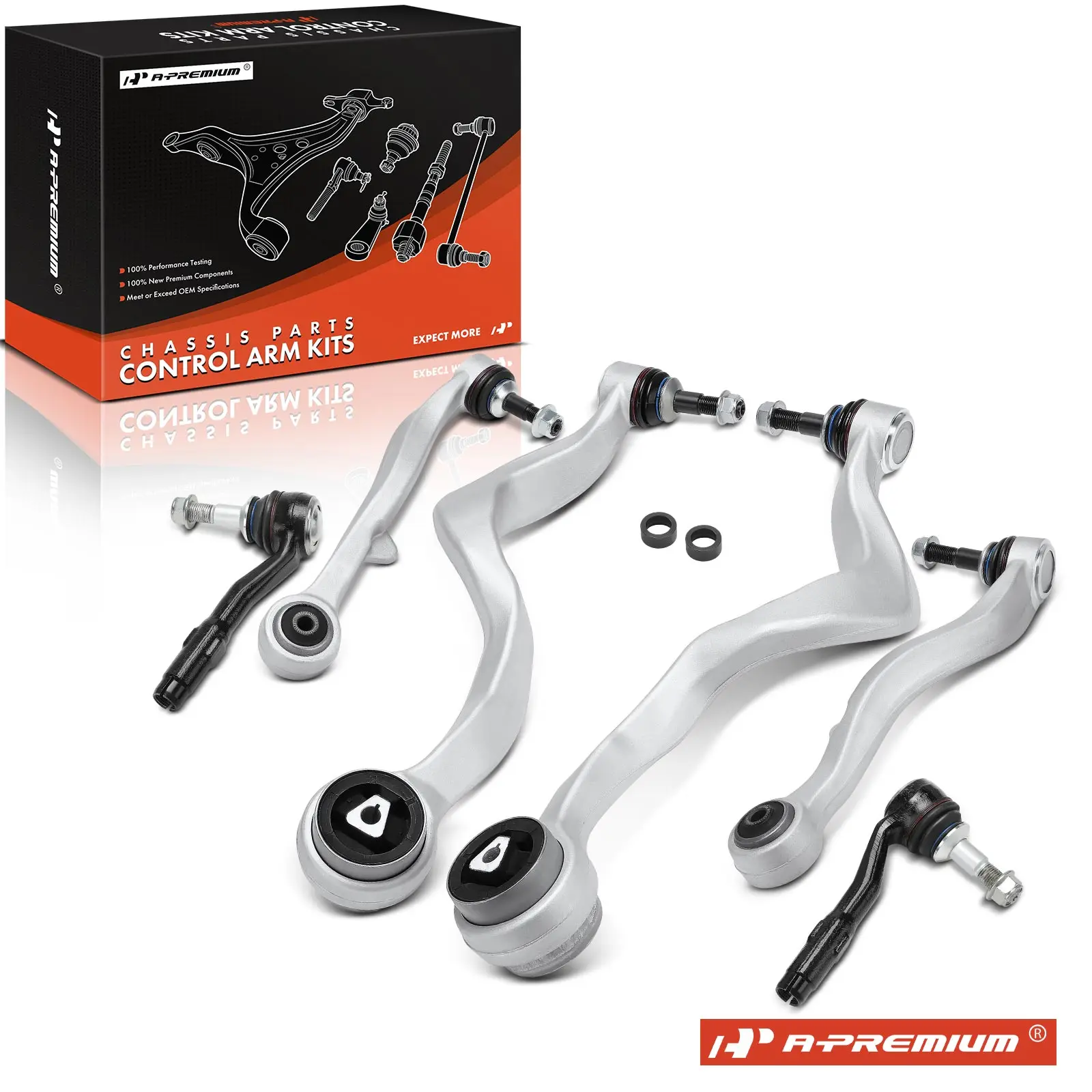 A-Premium 6x Front Control Arm with Ball Joint Tie Rod End for BMW 745i 745Li 2002-2005 760i 2004-2006 760Li 2003-2008