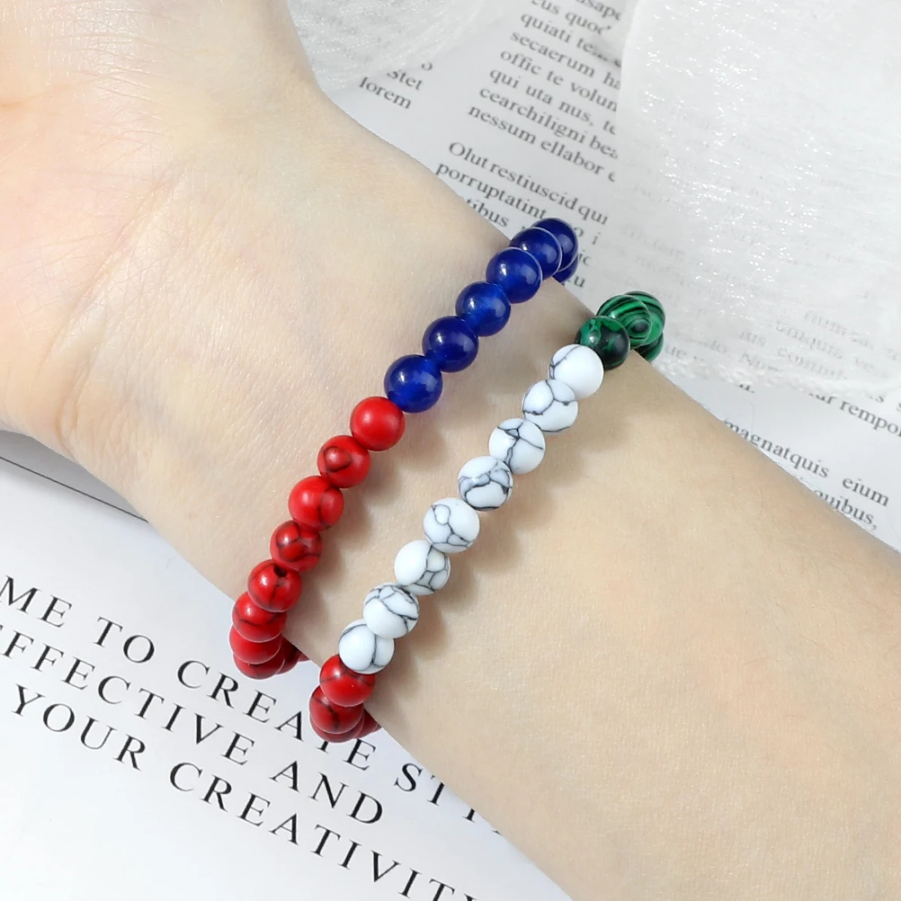 Ukrainian Countries Flag Color Beads Energy Bracelets UAE Kuwait Natural Stone Green Blue Malachite Bangles Patriot Jewelry Gift