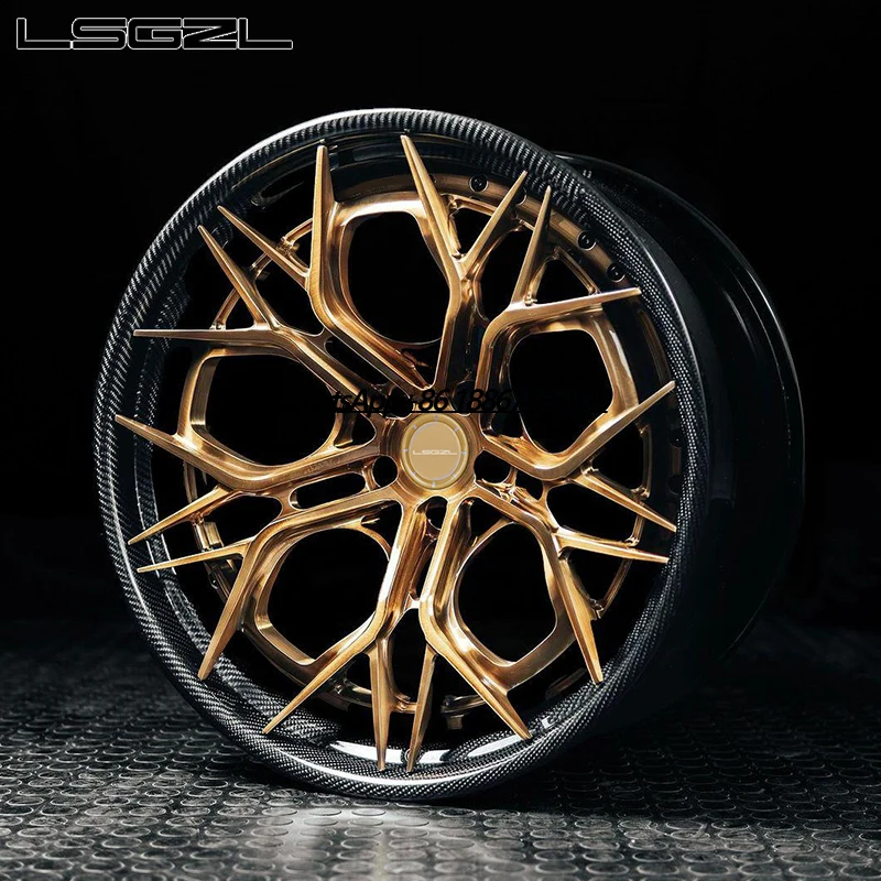 LSGZL Forged Carbon Fiber 2-piece Custom 5x130 5x114.3 5x112 Alloy Rim 16 -26 Inch Concave Deep Dish Luxury Car Wheels 15