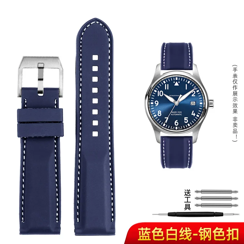 For IWC Omega Longines Citizen Tissot men Silicone watchband 20mm 22mm waterproof men\'s watch Strap Black Blue soft Rubber band