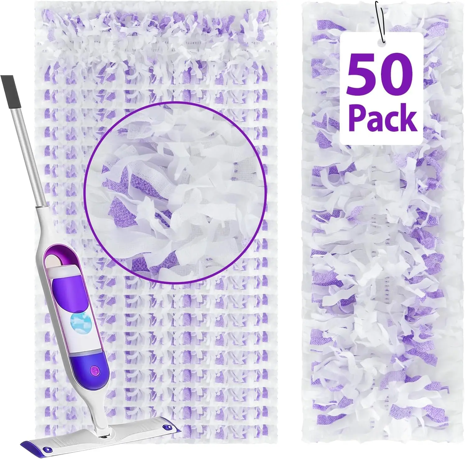 

50 Heavy-Duty Disposable Mop Pad Refills, Quick-Absorb & No Residue for Floor Cleaning